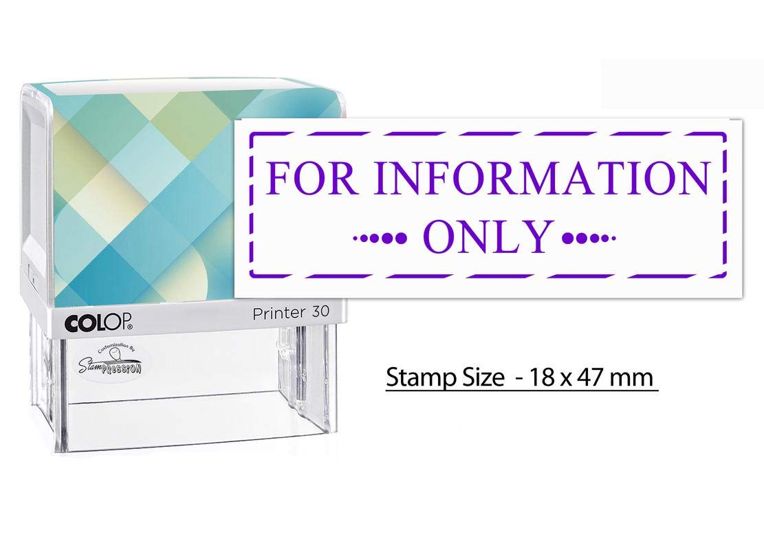 COLOP Printer 30 Self-Inking Text Stamp Office Stationary with Text"for Information ONLY" Color- Violet