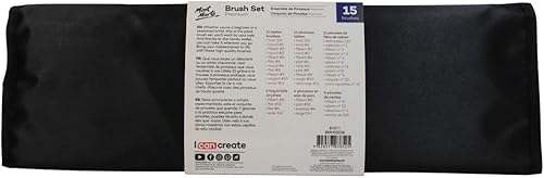 Miniatura 8 de Mont Marte Juego de pinceles de pintura de alta calidad, 15 piezas, incluye 15 pinceles diferentes en una caja de rollo con cierre magnético,