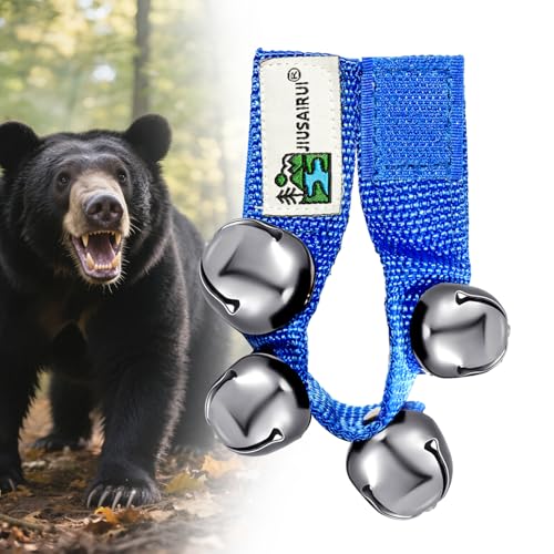Outdoor Bear Bells for Hiking Safety: Bear Horn to Scare Bears Deterrent Devices for Dogs Biking Fishing Camping Climbing (Blue)