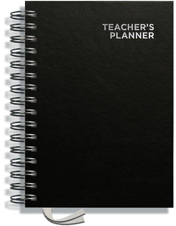 Teacher Planner 2026-2027 A5 size by Pirongs | 5 Lesson Planner for Teachers | Page a day | DATED, Hardback, Wiro-bound Teachers Planner - Black โ image 1