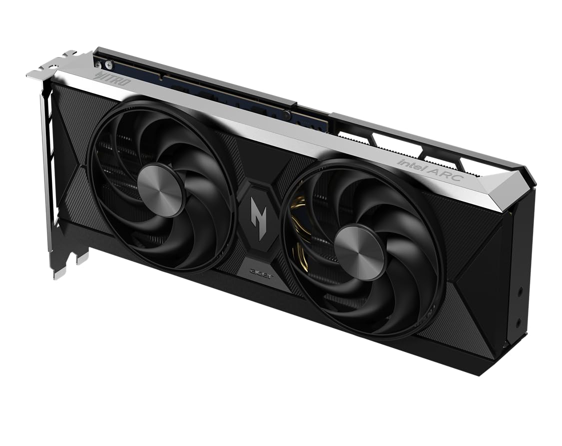 Acer Nitro Intel Arc B580 - Scheda grafica overclocking da 12 GB GDDR6, Xe2 a 20 core, sistema di raffreddamento Frostblade a doppia ventola, orologio grafico 2,74 GHz, 1 HDMI 2.1 con supporto HDMI 4K
