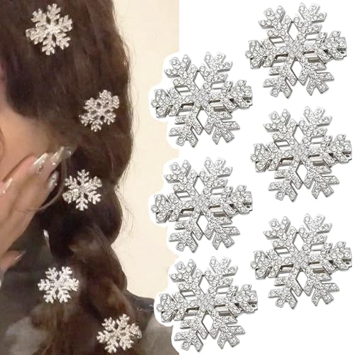 Pinzas para cabello copo de nieve plateadas 6 pzas miniatura 1