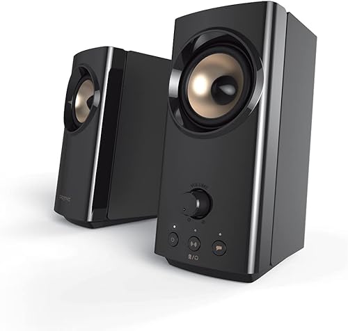 Creative Altavoces de escritorio T60 2.0 compactos de alta fidelidad con diálogo claro y sonido envolvente por Sound Blaster, audio USB-C, puertos