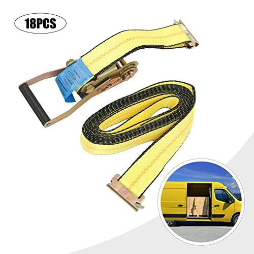 18Pcs 2" X 15Ft Ratchet Straps W/Flat Hooks Car Truck Trailer Tie Down Ratchet Lashing Straps For Flatbed, Truck, Trailers Pickup #TOP3