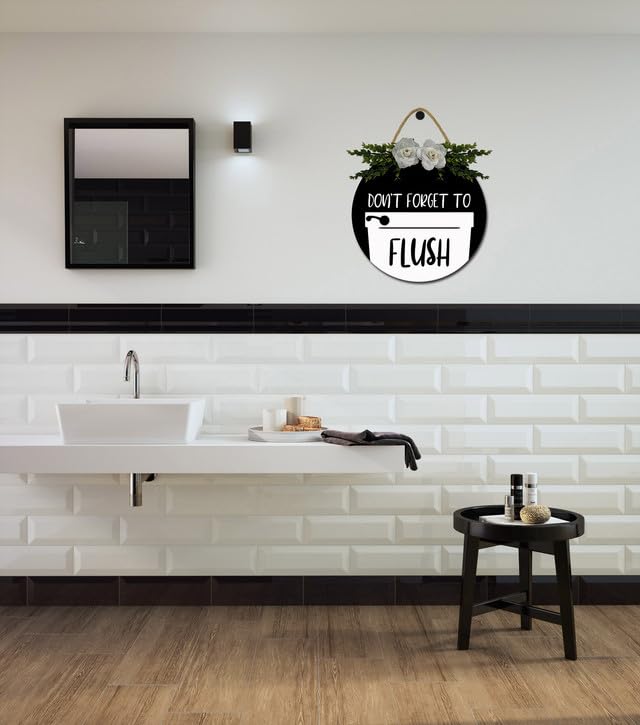 Cartello divertente da appendere per il bagno, con scritta in lingua inglese Please Do Not Throw Anything in The Toilet, 25,4 x 12,7 cm, decorazione da parete, in legno, decorazione per la