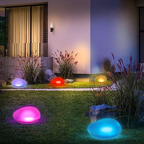 Miyole Solar Garden Lights,Waterproof Led Light Color Changing Outdoor Landscape Night Lights, Solar Stone Shape Decor Lamp For Stairs Patio Lawn(2 Pack) #TOP5