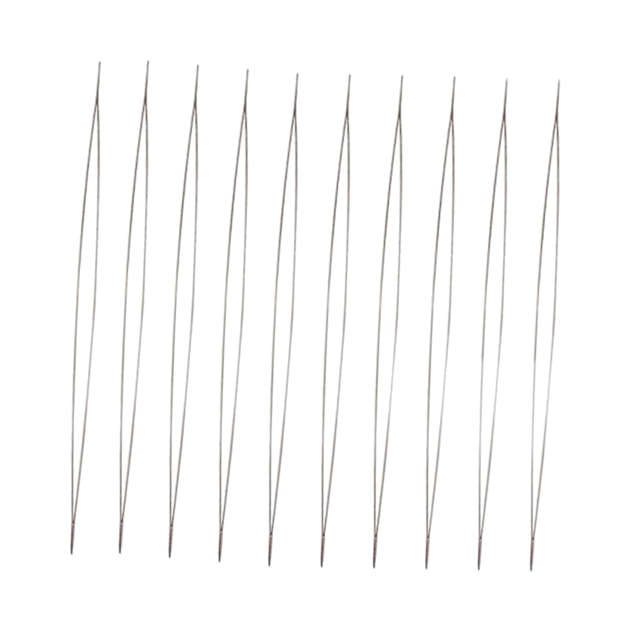 JEWEDECO Opening Big Eye Bead Needle 10pcs Bead Threader for Bracelets Large Eye Needle