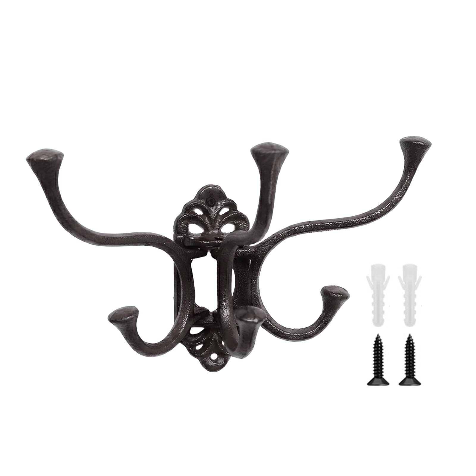 Buxuaaaa Cast Iron Wall Hanger with 3 Rotatable Hook Space Saving Storage Rack for Entryway Closet or Offices Permanent Clothes Hook