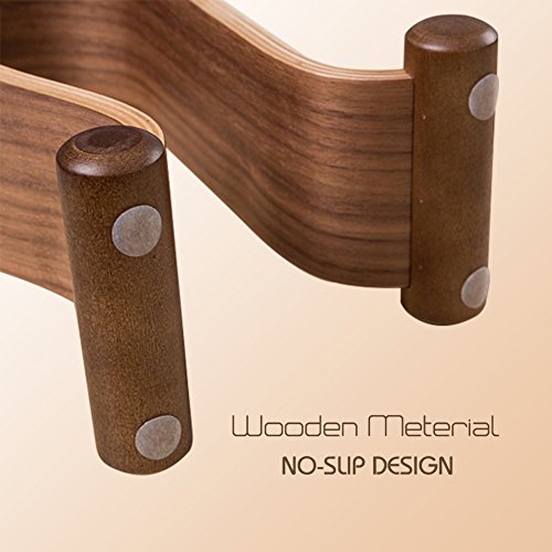 SAMDI Wood Headphone Stand, Headest Hanger Holder Mount Omega Walnut Finish for All Headphone Sizes