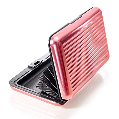 Tarjetero Vallet® de Aluminio | Ideal como Tarjetero y Tarjetero de Visita | Funda Protectora NFC y RFID | Protege Sus Tarjetas EC de lecturas no autorizadas | para Mujeres y Hombres (Rosa)