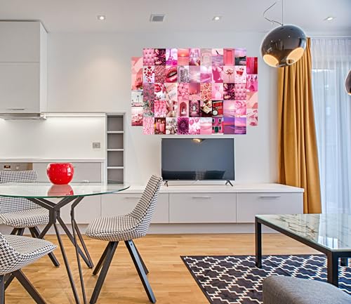 Image of Pack of 54 Pink Wall Collage Kit Posters - 4 x 6 Inches Wall Decor Poster - Wall Art For Bedroom, Living room, Office - 1 Tissue Tape