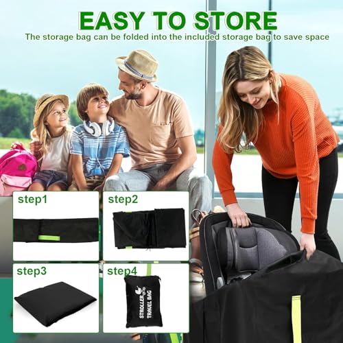 VAVPUP Transporttasche Kinderwagen Flugzeug,63x43x120cm,wasserdichte Kinderwagen Reisetasche aus Oxford Stoff mit Verstellbarem Schultergurt,Praktisches Reisezubehör für Doppelkinderwagen,AUT