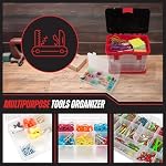Stalwart Portable Tool Box - Small Parts Organizer with Drawers and Customizable Compartments for Hardware, Fishing Tackle, Beads, or Crafts, Red