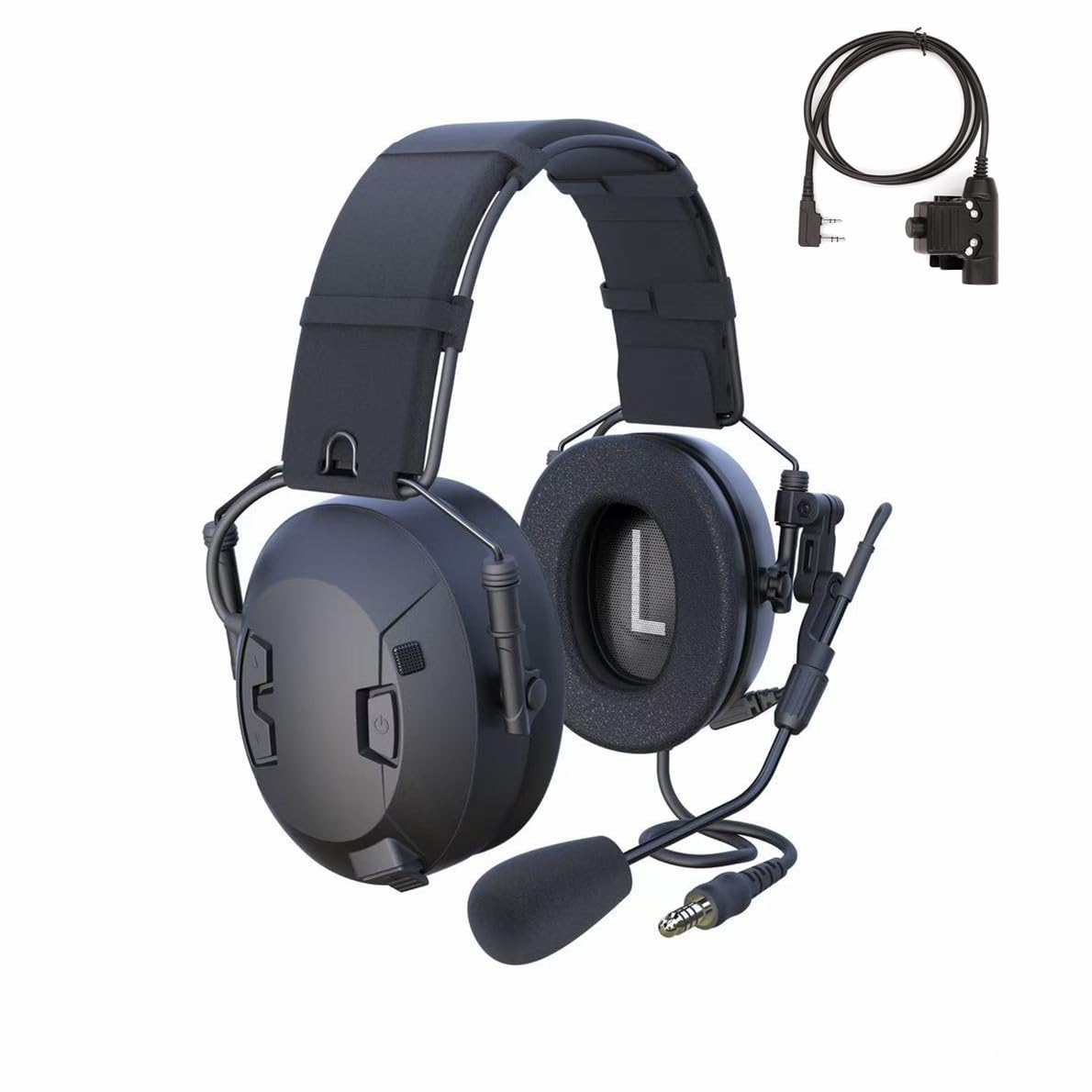 Walkie-Talkie-Elektronik-Ohrenschützer, Comms PTT Gehörschutz, Geräuschreduzierung, bequemes Headset, Funkkommunikation, Kopfhörer für Airsoft, Schießen, Paintball, MilSim, UTV-Starter für UV5R