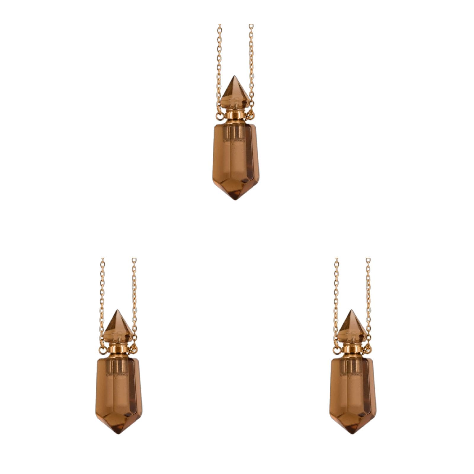 Collar con colgante de botella difusora de aceite, cadena de acero inoxidable para mujer, cadena de cuello de longitud ajustable, joyería de fiesta, colgante de amatista hecho a mano