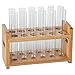 Lily's Home Bamboo Test Tube Vial Shot Glasses Holder Rack, Great as Pen Stand, Made from Bamboo with Built-in Handle, Rack Only, Glass Tubes NOT Included, 12 Tube Capacity (7/8