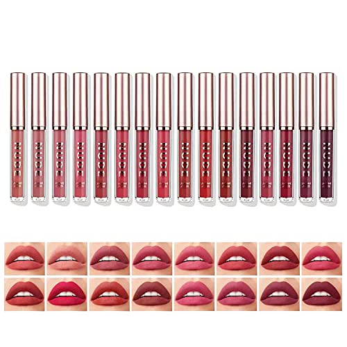 Langmanni 16 Pcs Matte Liquid Lipstick Makeup Set Velvety Liquid Lipstick Long Lasting Durable Nude Lip Gloss Beauty Cosmetics Set For Girls And Women (16Pcs) #TOP1