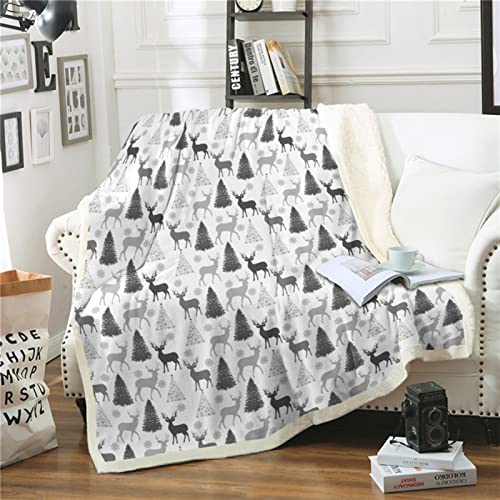 Zsfbiao Christmas Blanket For Sofa Car Bed Cover Snowflake Deer Fleece Plush Throw Blanket Warm Winter Kid Children Adult Bedspread Soft Blanket (Color : Deer Blanket, Size : 150Cmx200Cm) #TOP6