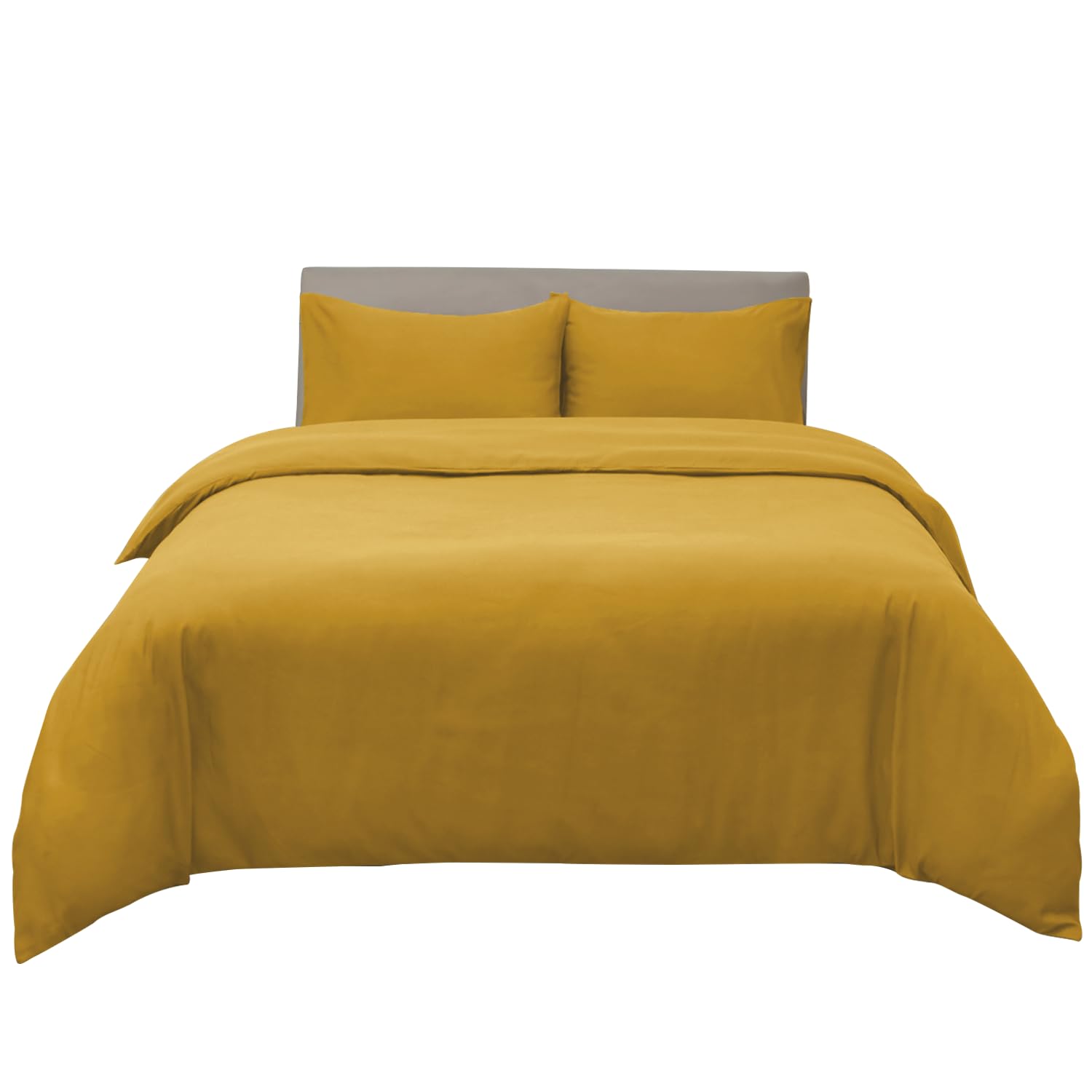 Hafaa Dyed Duvet Cover Brushed Microfiber Quilt Cover with Button Closure Luxury Bedding Ochre Duvet Cover with 2 Pillowcases King Size Duvet Set (230cm x 220cm)