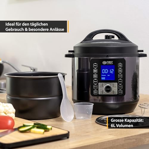 TZS First Austria - Elektro Schnellkochtopf 6L - 12 Auto-Programme - Multikocher 1000W Multicooker als Reiskocher, Dampfgarer, Crock Pot etc. - Elektrischer Multivarka Druckkochtopf – Bild 3