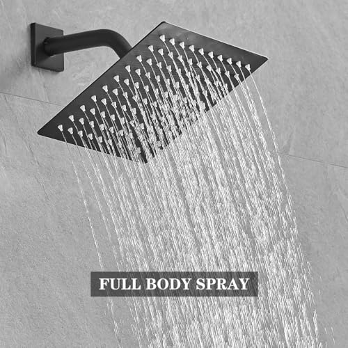 Sistema de Ducha Grifería Negra Mate con Ducha de Mano, Cabezal de Ducha de Techo de 12 Pulgadas y Cabezal de Ducha de Pared de 6 Pulgadas miniatura 4