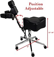 Vista 2 de InkBed Silla ergonómica patentada para artista, altura ajustable, asiento de espuma viscoelástica con respaldo