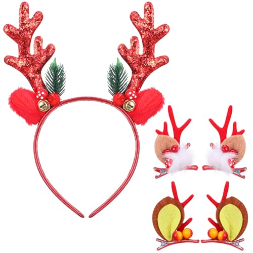 5 Pcs Reindeer Antlers Halloween Christmas Headband, Animal 