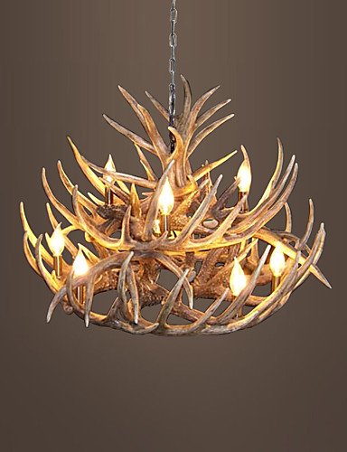 Illuminazione jiaily vintage lampadario di corna di illuminazione attrezzatura industriale Paese 9-luci per soggiorno sala da pranzo Facile installazione, 220-240V