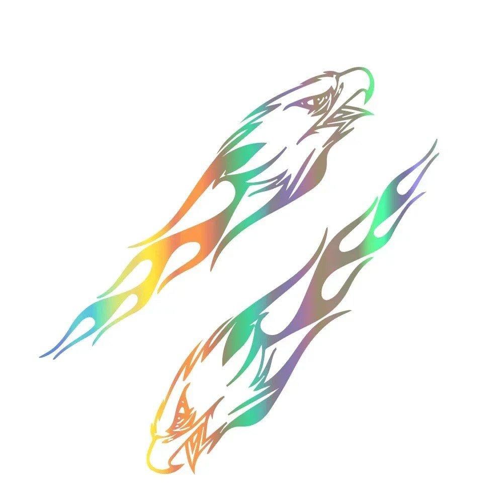 Bertdcx Colorful Laser Auto Accessory Car Eagle Head Stickers Auto Vinyl Decals Decor Accessories(Colorful Laser)