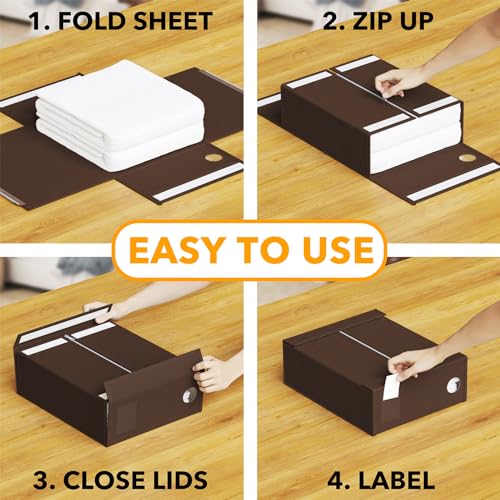 Image of SpaceAid 4 Pack Bed Sheet Organizers and Storage, Foldable Sheet Organizer for Linen Closet, Sheets Set Folder Keeper with Window XL (Queen & King Size) Bedding Container (Brown, 4 Pack)