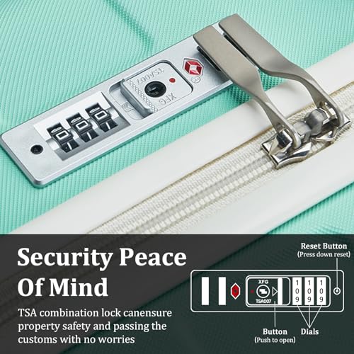 Image of imiomo Hard Shell Luggage Sets 5 Piece for Women, Lightweight Hardside Rolling Suitcase Set with Spinner Wheels and TSA Lock, Green