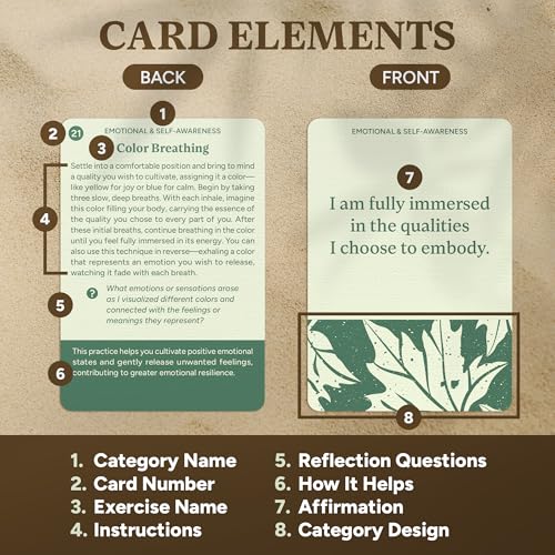 Image of 52 Mindfulness Cards - Simple Practices for Stress & Anxiety Relief, Emotional Regulation, and Mindful Living - Daily Self Care Exercises & Inspirational Affirmations for Calm, Relaxation, & Grounding
