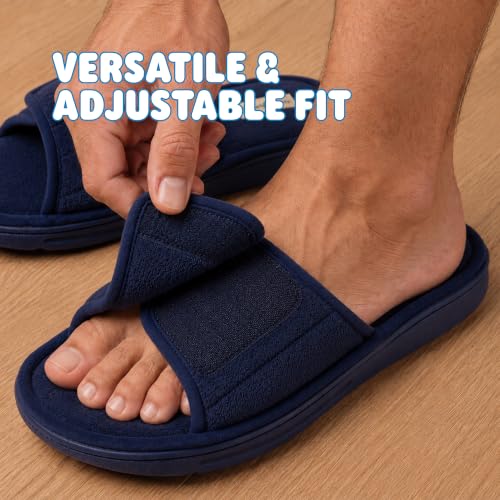 Image of Dearfoams Men's Adjustable Indoor /Outdoor Memory Foam Machine Washable Summer Slide Slipper