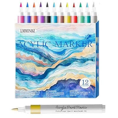 LMMINBZ 12 Colors Acrylic Paint Markers Brush T...