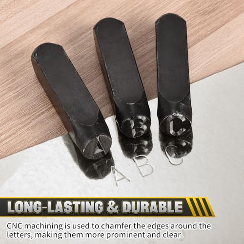 WorkBless 36PCS Metal Stamping Kit, 1/2"(12.5mm) Steel Number and Letter Punch Set, Include A-Z Alphabet, Number 0-8, & Symbol, Stamping Tool for Imprinting Plastic, Wood, Leather, Jewelry - Image 5