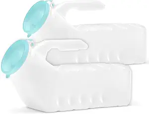 Caring Urinals for Men, 32oz Portable Male Urinal with Glow-in-the-Dark Lid, 2 Pack