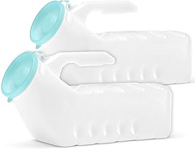 Caring Urinals for Men, Urine Bottle, Male Urinal, Portable Urinal for Men, Pee Bottles for Men, Splash Proof, for Seniors, Nighttime, Car, & Incontinence, Glow in the Dark Lid, 1000ml, 32oz (2 Pack)