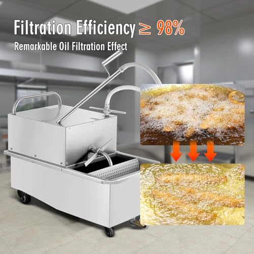 Máquina de filtro de aceite portátil de acero inoxidable, bomba de aceite de alto flujo para freír, ideal para uso en restaurantes y supermercados,