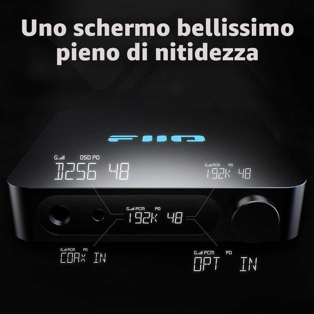 FIIO K11 - Cuffie da scrivania da 1400 W DAC e amplificatore 384 kHz/24 bit DSD256 per audio/PC domestico/PC da 6,35 mm/4,4 mm/RCA/coassiale/ottico (argento)