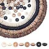 AHANDMAKER 496 cuentas de concha de coco de 4 hebras, cuentas espaciadoras de coco redondas planas de 10 mm, disco de monedas, cuentas sueltas con temática de playa, para hacer pulseras, collares,