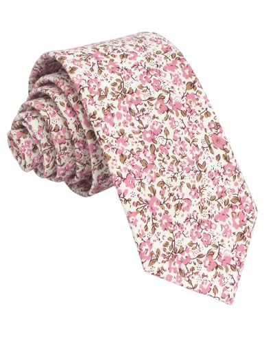 Image of Kebocis Mens Skinny Cotton Floral Tie for Men