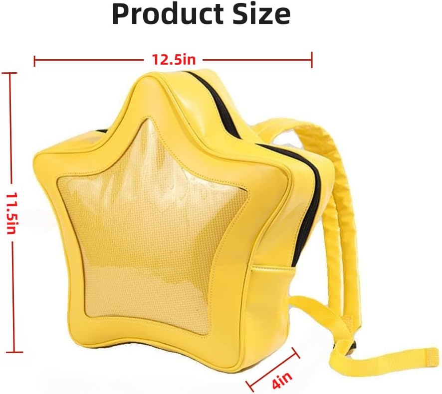 Vobomo Yellow Star Kawaii Backpack PU Leather Ita Bag Backpack Y2k Shoulder Bag Aesthetic Cute Backpack (Yellow) - Image 8