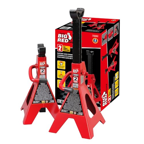 Big RED Torin Steel Jack Stands: 2 Ton (4 000 lb) Capacity Fit Use for Cars Automotive Small Vehicles Red 1 Pair