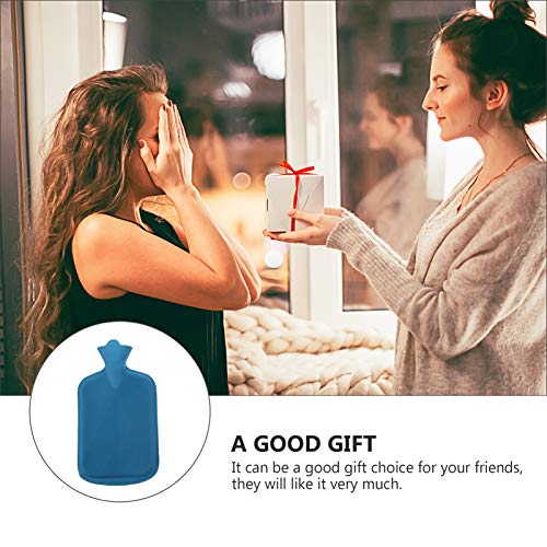 STOBOK Bolsa de Silicone para Água Quente Bolsa Portátil Reutilizável Com Capa de Pelúcia Azul