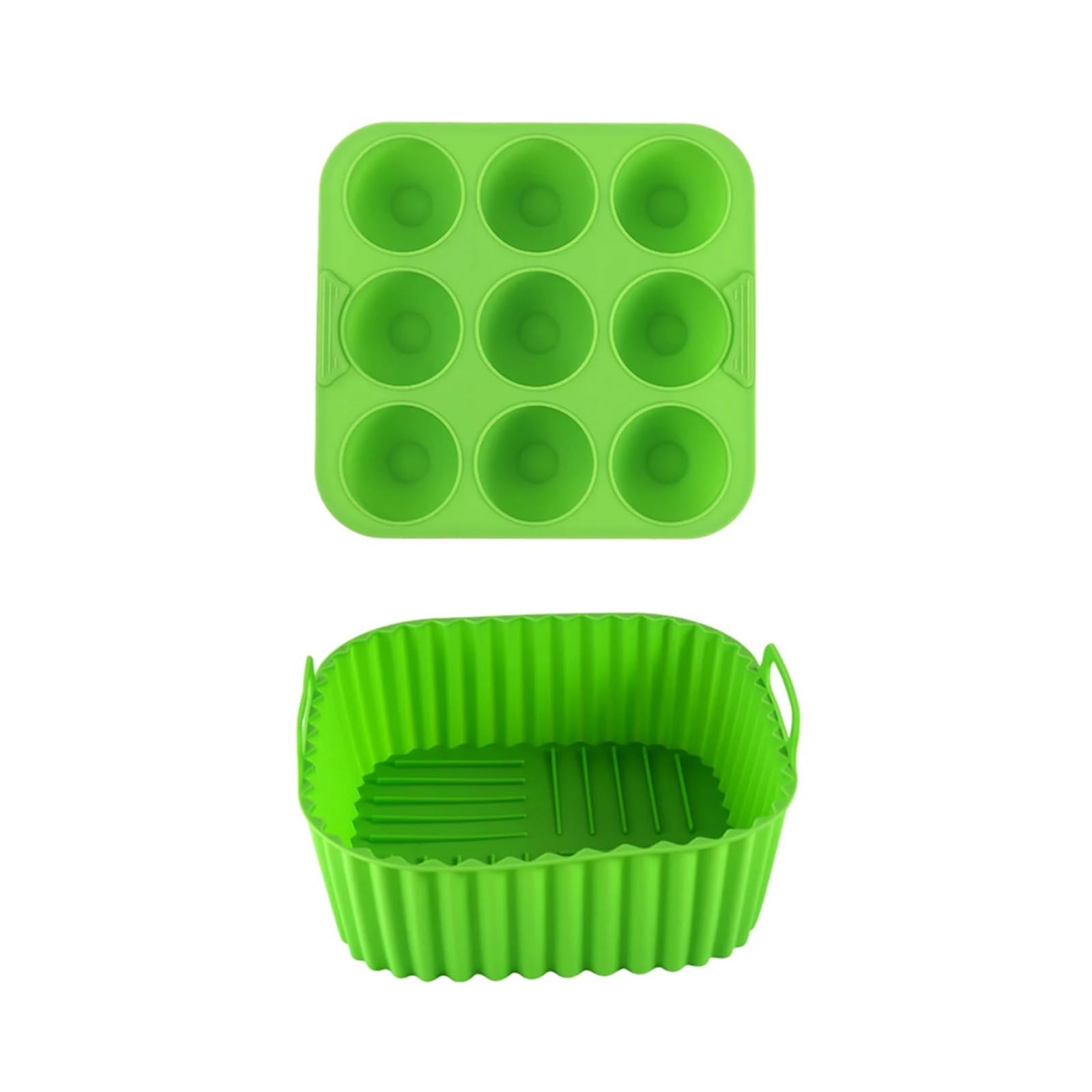 Genérico Revestimiento de freidora de Aire de Silicona de 2 Piezas | Reutilizable, Cuadrado, Antiadherente, Apto for Alimentos, Fácil de Limpiar(Green)