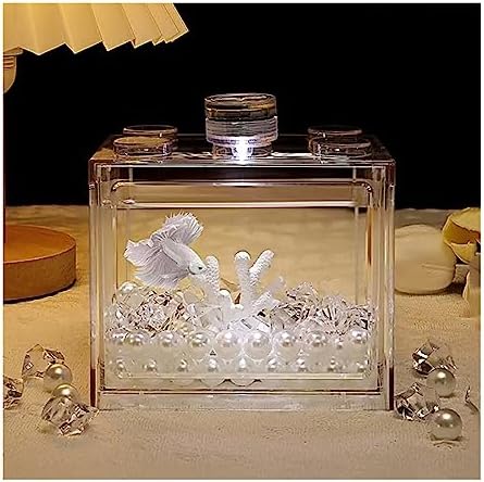 Acrylic Fish Bowl Tank Small - Transparent Anti-Fall Minimalist Desktop Aquarium for Home Decor, Perfect for Betta & Small Fish - Stylish Fish Bowls (S)