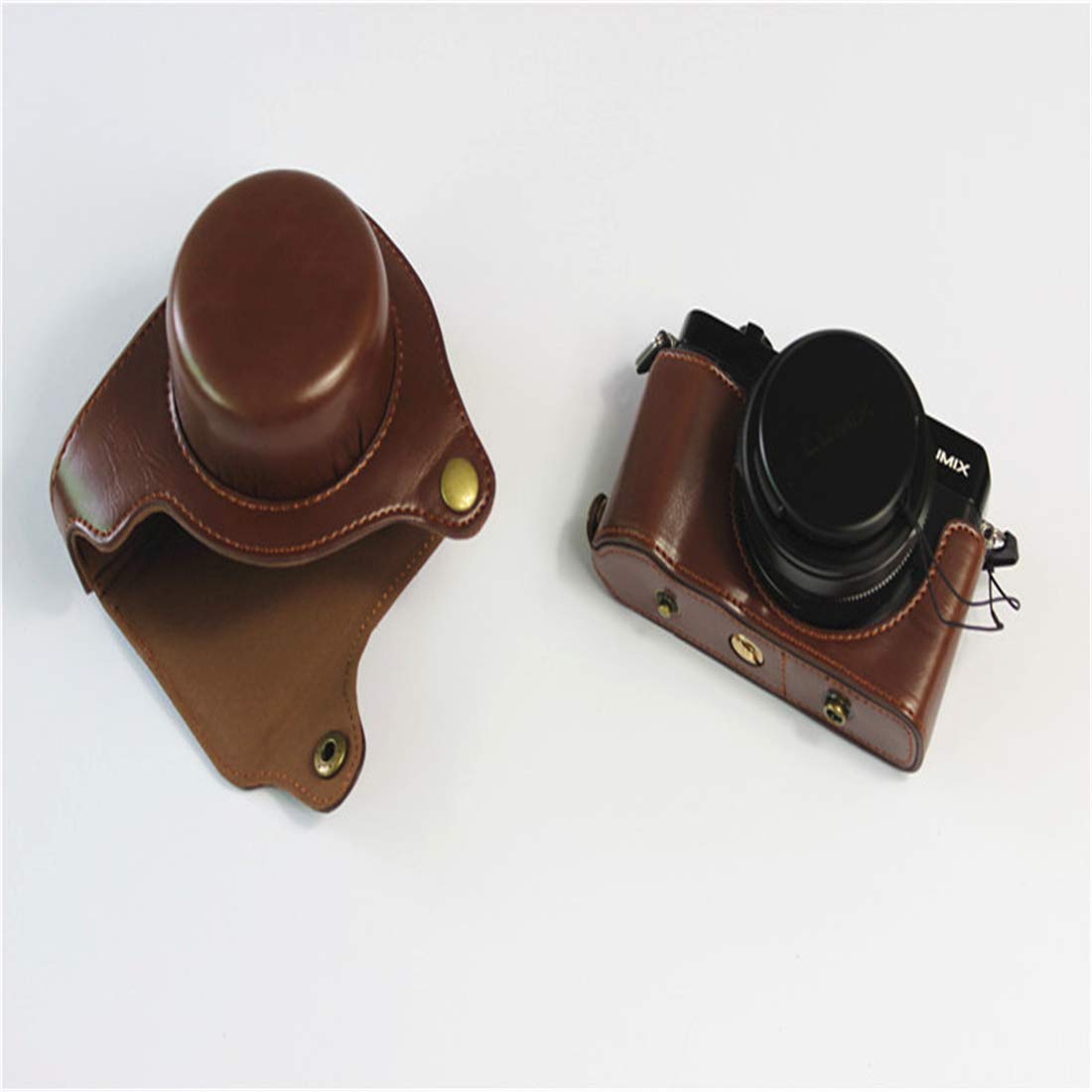 Borsa per Fotocamera in Pelle PU Vintage Classica, Borsa per Fotocamera per Fotocamera Panasonic LX100M2 Applicare agli Appassionati di telecamere,caffè