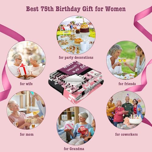 Ivivis 75th Birthday Gifts for Women Throw Blanket 60”x50”, Happy 75th Birthday Decorations for Women, 1951 Bday Gift for 75 Year Old Woman Mom Grandma Friend by Ivivis - Used condition - Image 7
