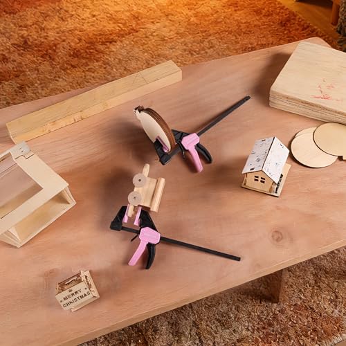 Image of WORKPRO 6 inch Mini Bar Clamps for Woodworking, 2-Pack One-Handed Clamp /Spreader, Light-Duty Screw-Change F Clamp with 50lbs Load Limit, Pink Ribbon
