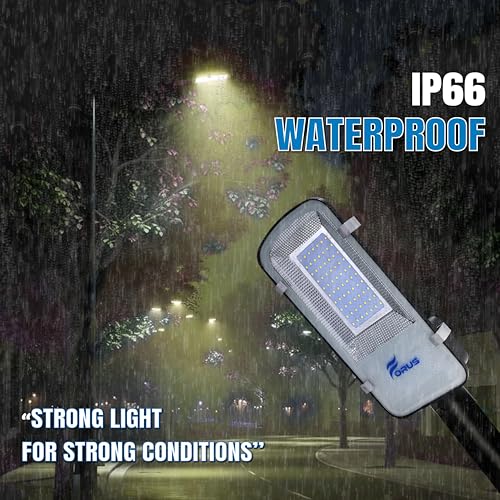 Image of Forus 30W LED Street Light with Clamp, IP66 Waterproof Outdoor LED Street Light, High Lumen 3600lm Yellow, Aluminium Body for Road, Parking Lot, Garden & Industrial Outdoor Lighting (1 Pc)